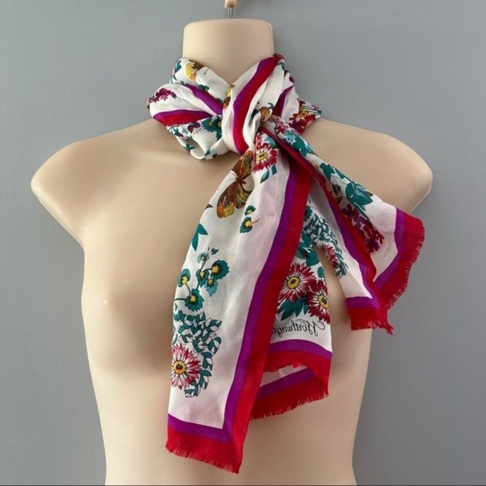 Floral Print Silk Scarf Lightweight Colorful by Worthington